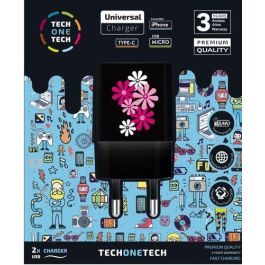 Cargador Tech-One-Tech Doble De Pared 2Xusb Black Flower Power Alto Rendimiento 2,4A Precio: 5.89000049. SKU: B1HCJ4ZKM5