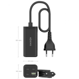 Aisens ASCH-100W4P054-BK Cargador Sobremesa GaN 100W con 3xUSB-C y 1xUSB-A, Carga Rápida PD QC para Portátiles y Móviles, Negro Aisens ASCH-100W4P054-BK Cargador Sobremesa GaN 100W con 3xUSB-C y 1xUSB-A, Carga Rápida PD QC para Portátiles y Móviles, Negro