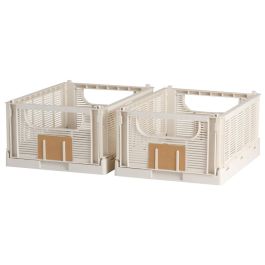 Day Caja Plegable 33X24,5 Bla 2 Unidades con Etiqueta para Contenido, Plástico Reciclado Apilable Blanco