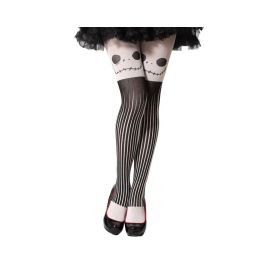 Medias Blancas con Calaveras y Rayas Negras Estilo Esqueleto para Halloween y Fiestas Temáticas Precio: 1.88999943. SKU: S1131260