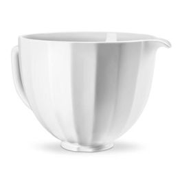 Kitchenaid 5KSM2CB5PWS Bol de Cerámica Blanco, Ligero, Apto Microondas, Horno y Congelador, con Pico Vertedor y Asa