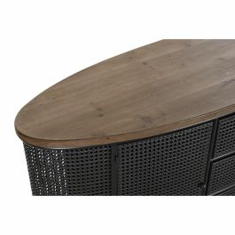 DKD Home Decor Buffet Loft Negro Marrón 145.5x45x76 cm con Botellero, 3 Cajones, 2 Puertas de Abeto y Metal Desmontable DKD Home Decor Buffet Loft Negro Marrón 145.5x45x76 cm con Botellero, 3 Cajones, 2 Puertas de Abeto y Metal Desmontable