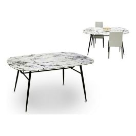 Mesa auxiliar Blanco Negro Metal Cristal Templado 90 x 76,5 x 160 cm