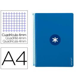 Cuaderno Espiral A4 Antartik Tapa Dura 80H 90 gr Cuadro 4 mm Con Margen Color Azul Oscuro