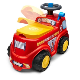 Falk Coche de Bomberos para Niños con Asiento Abatible y Volante Direccional con Bocina