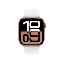 Apple MWXA3QL/A Watch Series 10 GPS + Cellular 42mm Caja Aluminio Oro Rosa Correa Deportiva Rosa Rubor M/L, Pantalla Grande, Carga Rápida