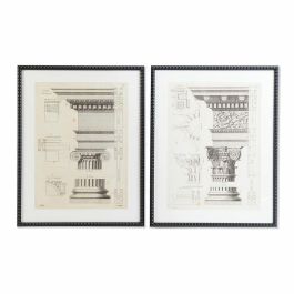 DKD Home Decor Cuadro Neoclásico Arquitectura de Cristal y PS Beige y Negro 76x60 cm - Pack de 2 Unidades