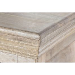 DKD Home Decor Buffet Toscana 45 x 90 x 200 cm Blanco Natural Madera Maciza Mango Espejo Hecho a Mano 4 Puertas 2 Estanterias