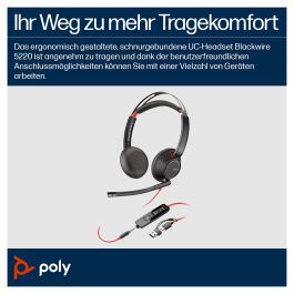 Poly Auriculares Blackwire 5220 Negro USB-C + Jack 3,5 mm