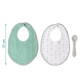 KioKids Set 2 Baberos de Algodón y Cuchara de Silicona Grado Alimenticio, No Tóxica, Verde Salvia +0 meses KioKids Set 2 Baberos de Algodón y Cuchara de Silicona Grado Alimenticio, No Tóxica, Verde Salvia +0 meses