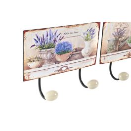 DKD Home Decor Perchero de Pared Shabby de Metal Multicolor, Diseño Lavanda, 2 Colgadores, 23x6x12 cm - Set de 4 Unidades DKD Home Decor Perchero de Pared Shabby de Metal Multicolor, Diseño Lavanda, 2 Colgadores, 23x6x12 cm - Set de 4 Unidades
