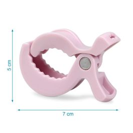 KioKids Pinzas Para Muselinas En Rosa, Pack 4 Unidades, Sujeción Segura Para Sillas de Paseo y Cunas
