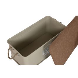 DKD Home Decor Baúl Urban Set de 3, Metálico y PU, Estilo Factory con Asa, para Almacenaje, 69.5 x 36.5 x 38.5 cm