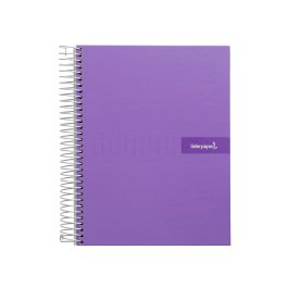 Cuaderno Espiral Liderpapel A4 Crafty Tapa Forrada 80H 90 gr Cuadro 4 mm Con Margen Color Violeta 5 unidades