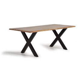Giner y Colomer Mesa de Comedor Acacia Natural con Patas de Metal Negro 180 cm Precio: 895.3879. SKU: B17KEZMHQT