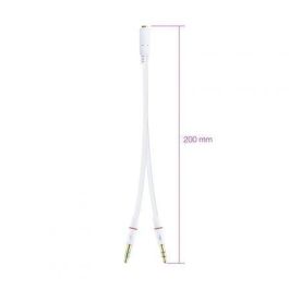Nanocable 10.24.1203 Cable Adaptador Audio Jack 3.5 Hembra (4-pin) a 2x Jack 3.5 Macho (3-pin) para Auriculares con Micrófono a PC/Audio 20cm Blanco