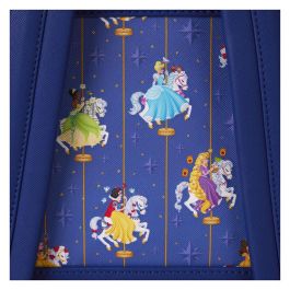 Loungefly Mochila Princesas Disney Carousel 26cm Piel Vegana con Herrajes Dorados, Tirantes Ajustables y Bolsillos Cremallera