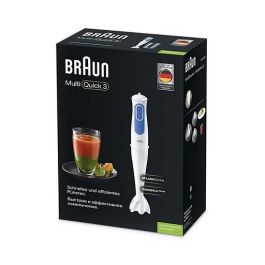 Braun Batidora de Inmersión Multiquick 3 MQ3000WH Smoothie, 700W, 0.6L, 2 Velocidades, Eje Metal, Acero Inoxidable