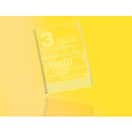 Cuaderno Espiral Liderpapel Folio Pautaguia Tapa Plastico 80H 75 gr Cuadro Pautado 3 mm Con Margen Color Amarillo