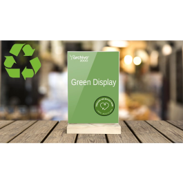 Expositor Sobremesa En Forma De T Con Base De Madera A4 Vertical Cristal/Madera