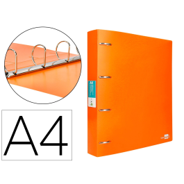 Liderpapel Carpeta 4 Anillas 40 mm Polipropileno DIN A4 Naranja Fluor Opaco Precio: 4.49999968. SKU: B18HT86DDR
