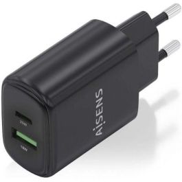 AISENS - CARGADOR 25W, 1xUSB-C PD3.0, 1xUSB-A QC3.0, NEGRO