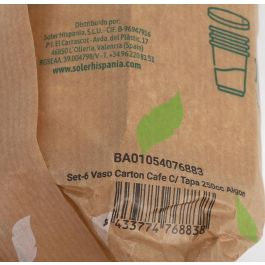 Algon Set 6 Vasos Cartón para Café con Tapa 250 cc (20 Unidades)