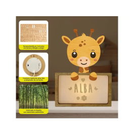 Wondee Lámpara Infantil Personalizable Jirafa Little Giraffe de Madera Sostenible, Luz Nocturna Quitamiedos Bebé