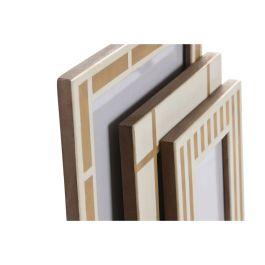 DKD Home Decor Marco de Fotos Glam Blanco Natural 29x24cm (Set 3 Unidades) Resina y Hueso