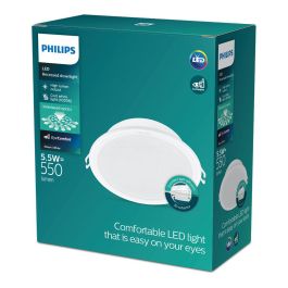 Philips Downlight LED Empotrable 5,5W 550lm 4000K Luz Día Ø9x3,5cm Plástico Blanco