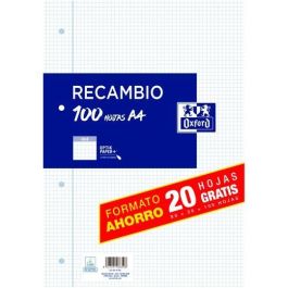 Oxford Recambio Classic Hojas Sueltas A4 C-Margen 90 gr 4x4 mm 4 Taladros Pack 80+20 Gratis OptikPaper para Archivador y App SCRIBZEE Precio: 1.79000019. SKU: B143YABECM
