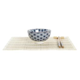 Sushi Oriental DKD Home Decor Azul Blanco 14.5 x 31 x 14.5 cm Set de 16