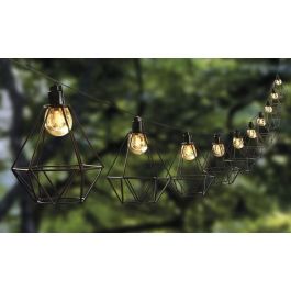Lumi Jardin Guirnalda Solar LED Exterior Diamante Jaula Mily 10 Bombillas 3.8m, Resistente al Agua, con Encendido Automático y Modos