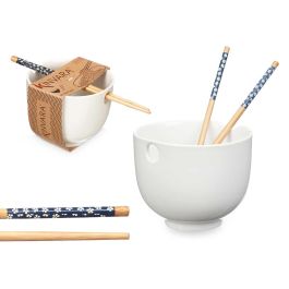 Bowl de Porcelana Asiático Blanco con Palillos de Bambú Kinvara 24x10.7x13.3 cm (12 Unidades) Precio: 63.58999999. SKU: B16PFJHB6Z