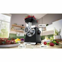 Bosch MFWS650B Picadora de carne Serie 6, 500 W, 3,5 kg/min, 3 rejillas Negra