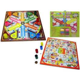 Tablero de madera parchis 6 y oca con accesorios 40,5x40,5x1,2 cm