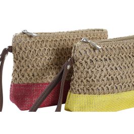 DKD Home Decor Neceser Boho Amarillo Azul 5 x 15 x 20 cm (4 Unidades) Fibra