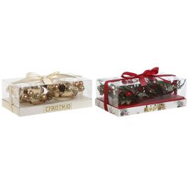 DKD Home Decor Vela Navidad Tradicional Rojo Blanco 12 Unidades Cera Cristal 10x6.5x19.5cm Surtido Aleatorio