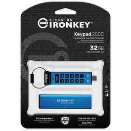 Kingston IronKey Keypad 200C - Memoria USB-C 32GB con cifrado hardware AES-256 y teclado