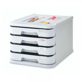 Faibo 1000M-08 Módulo de 4 Cajones Organizador de Escritorio, Poliestireno, Gris, para Documentos A4, Apilable, 28.5x37.5x23 cm Precio: 33.4999995. SKU: B1G8SQZE45