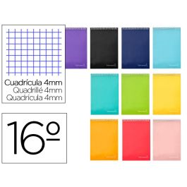 Liderpapel Cuaderno Espiral Witty Bolsillo Apaisado Dieciseisavo Tapa Dura 80 Hojas Cuadriculado 4mm 60gr Colores Surtidos