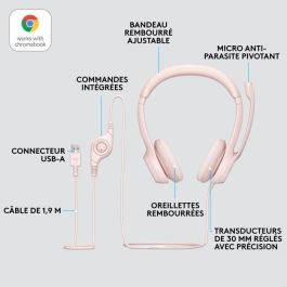 Logitech H390 Auriculares con Micrófono USB-A con Cable Color Rosa