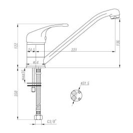 Edouard Rousseau Grifo de Cocina Mezclador Raeva Cromo Sin Ducha de Mano, Estilo Clásico, Cartucho Cerámico, Caño Móvil NF