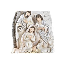 DKD Home Decor Nacimiento Navidad Tradicional Crema Dorado 9 x 25.5 x 18 cm (2 Unidades) Resina