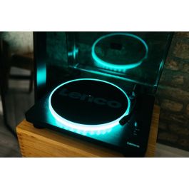 Lenco LS-50LED LS-50LEDBK Tocadiscos de Tracción por Correa Manual Negro con Altavoces y Preamplificador, 33/45/78 RPM