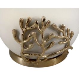 DKD Home Decor Jarrón Moderno de Aluminio Blanco y Dorado con Diseño de Rama para Decoración del Hogar 19x19x18 cm (1 kg)