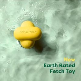 Earth Rated Juguete Fetch para Perro, Tamaño S, Amarillo. Caucho natural que flota, con rebote impredecible. Ideal para perros hasta 7kg.