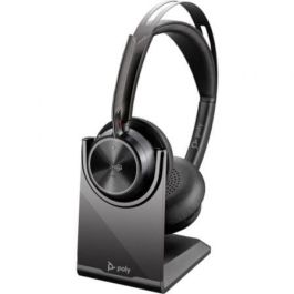 Poly 9T9J6AA Auriculares Inalámbricos Voyager Focus 2 Teams, ANC, Micrófono Acoustic Fence, Bluetooth, Negro. Adaptador USB-C/A + Soporte Carga.