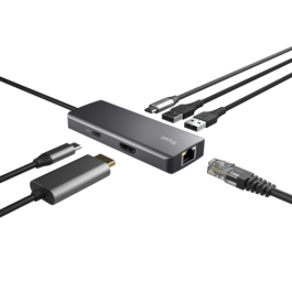 Trust DALYX Adaptador USB Tipo C 6 en 1 con HDMI 4K, Gigabit Ethernet, 2 USB 2.0 - 24968