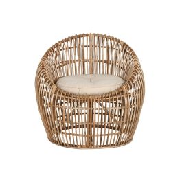 DKD Home Decor Silla Tropical Balinesa de Ratán y Bambú, Colección Bali2, Colores Natural y Beige, 70x74x70 cm, Altura asiento 43 cm